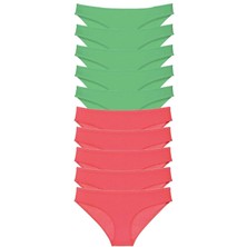 İsmiyle Al 10 Adet Eko Set Likralı Kadın Slip Külot Yeşil Fuşya