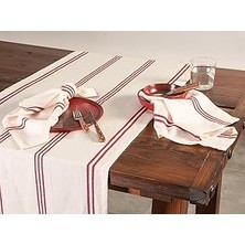 SHC4200 Porland Chantilly Kırmızı Çizgili Pamuk Runner 50X150CM