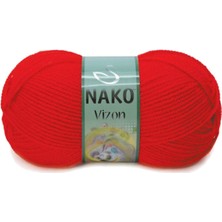 İsmiyle Al 5 Adet Vizon Premium Akrilik El Örgü Ipi Yünü Renk NO:207 Alev Kırmızı