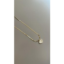 İsmiyle Al Taşlı Kalp Kolye - Altın