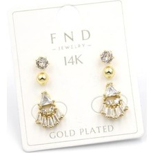 İsmiyle Al Çoklu Taşlı Küpe - Altın