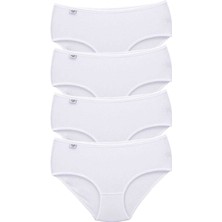 İsmiyle Al 4 Adet Tutku Kadın Yüksek Bel Bato Ince Lastik Külot Beyaz