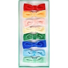 SHC4200 Meri Meri - Gökkuşağı Kadife Fiyonklu Tokalar - 8 Adet