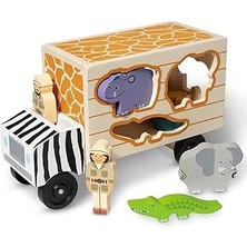SHC4200 Melissa &amp; Doug Safari Hayvan Kurtarma Kamyonu, Ahşap Oyuncak Araçlar, Gelişimsel Oyuncak, 3+, E