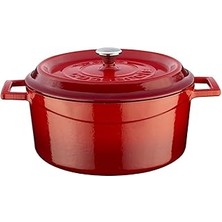 SHC4200 Lava Döküm Yuvarlak Tencere, Trendy, 24 Cm, 4.49 L Hacim, Kırmızı