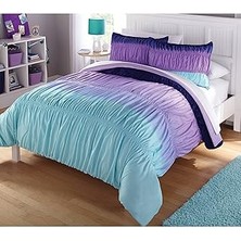 SHC4200 Heritage Kids Ombre Dantelli 3 Parça Yorgan Seti, Tam, ve Mor