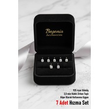 Begonia Accessories 925 Ayar Gümüş 7'li Minimal Zirkon Tek Taşlı Hızma Set – Tragus Küpe, Unisex Takı, Zarif & Şık Tasarım, Günlük ve Özel Gün Kullanımı