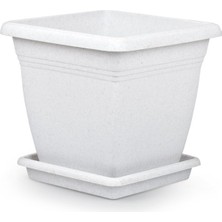 Serinova Saksı Villa Kare, No:1, 4.6 L, 20X21 Cm, Kirli Beyaz