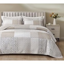 SHC4200 Chezmoi Quinn 3 Parça Nötr Boz Kahverengi Gri Beyaz Çiçekli Hibiscus Çiçek Şeker Çizgili