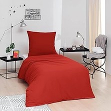 SHC4200 Brielle Düz Pamuk Nevresim Setleri, Kırmızı, Tek Kişilik