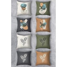 SHC4200 Çift Tarafı Baskılı 43X43 Kırlent Kılıfı 8'li Set Kombini