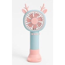 SHC4200 Busstier Geyik Boynuzlu Mini El Fanı, 20 cm Taşınabilir Şarjlı Masaüstü Fan, Tek Kademeli Hız, Komp