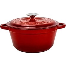 SHC4200 Lava Döküm Yuvarlak Tencere Döküm Demir Kapak New Heritage Serisi Çap 26CM. Kırmızı