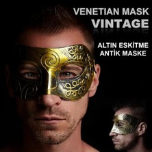 Just Cheap Store Altın Eskitme Yüz Maskesi - Antik Tarz Balo Maskesi
