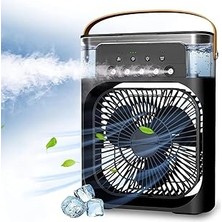 SHC4200 Taşınabilir Işıklı 5 Spreyli Vantilatör Buzlu Buharlı Vantilatör Mini Fan Nemlendirici Siyah
