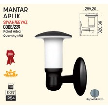 Bahçe Aplik, Mantar, E27, Siyah, Zita 239
