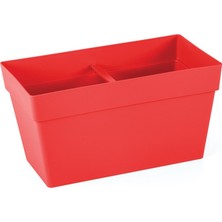 Serinova Balkon Saksı Yalı, No:1, 6.5l, 17X30X15.8 Cm, Kırmızı (2 Adet Metal Ayak Hariçtir)