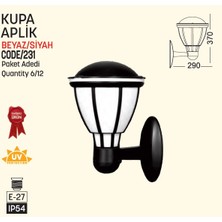 Bahçe Aplik, Kupa, E27, Siyah, Zita 231