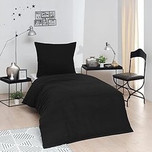 SHC4200 Brielle Düz Pamuk Nevresim Setleri, Siyah, Tek Kişilik