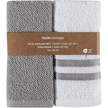 SHC4200 Naples 2'li El Havlusu Seti Beyaz Gri 30X50