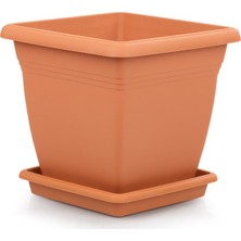 Serinova Saksı Villa Kare, No:1, 4.6 L, 20X21 Cm, Kiremit