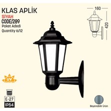 Bahçe Aplik, Klas, E27, Siyah, Zita 289