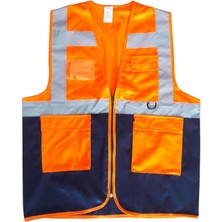 Flamex Yönetici Ikaz Yeleği Turuncu/lacivert  Xl Beden