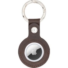 Flamex Apple Airtag Uyumlu Deri Anahtarlık, Acı Kahve