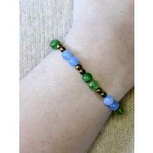 Esha Store Doğal Taş Yeşil Akik Apatit Hematit Doğal Taş Kadın Doğal Taş Bileklik EUB13YAAPH