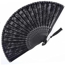 SHC4200 Bolivia's Katlanır Vantilatörler, Bambu Çerçeveli Şık Tasarım, Püsküllü ve Dantelli Süslemeli,