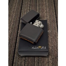 %100 Gerçek Deri Kılıflı Benzinli Çakmak – Gri