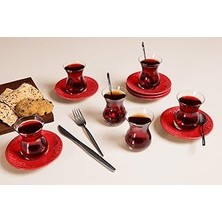 SHC4200 Porland Suzanne Seasons Kırmızı 6 Kişilik Çay Takımı