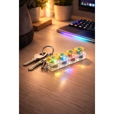 BURADABULDUN Işıklı Tuşlu Anahtarlık - Tuşlu Şeffaf Anahtarlık, 4 Tuşlu Eğlenceli Anahtarlık