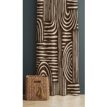 Alamodecor Iskandinav Model Rengi Geometrik Etnik Desenli Baskılı Fon Perde ( Fon Perde)