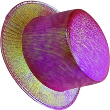 Magicool Fuşya Renk Işıltılı Hologram Kumaş Kaplama Fötr Silindir Şapka Yetişkin Boy