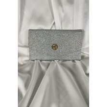 Simli Gümüş Kadın Cüzdanı Çıtçıtlı Kapaklı, Bozuk Para Gözlü, Kartlık Bölmeli