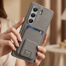 Caseonn Tecno Camon 40 Pro 5g Kılıf Kart Bölmeli Stand Özellikli Deri Gri