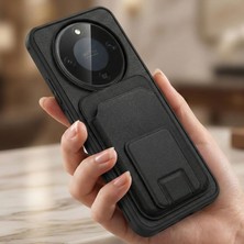 Caseonn Honor Magic 8 Lite 5g Kılıf Kart Bölmeli Stand Özellikli Deri Siyah