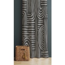 Alamodecor Iskandinav Model Rengi Geometrik Etnik Desenli Baskılı Fon Perde ( Fon Perde)