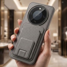 Caseonn Honor Magic 8 Lite 5g Kılıf Kart Bölmeli Stand Özellikli Deri Gri