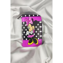 Mınnıe Mouse Desenli Çocuk ve Genç Cüzdanı, Fermuarlı, Kartlık Bölmeli Bozuk Para Gözlü