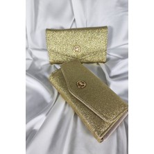 Simli Dore Kadın Cüzdanı Çıtçıtlı Kapaklı, Bozuk Para Gözlü, Kartlık Bölmeli