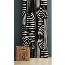 Alamodecor Iskandinav Model Rengi Geometrik Etnik Desenli Baskılı Fon Perde ( Fon Perde)
