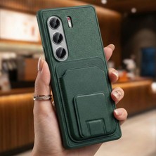 Caseonn Tecno Camon 40 Pro 5g Kılıf Kart Bölmeli Stand Özellikli Deri Koyu Yeşil