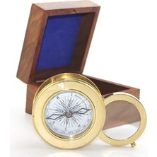 Uslucan Alışveriş Ahşap Kutulu Pirinç Mercekli Pusula Model 2