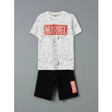 Lc Waikiki Yeni Sezon Bisiklet Yaka Marvel Baskılı Erkek Çocuk Şortlu Pijama Takımı