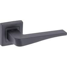 Nobel Halfeti Wc Tuvalet Kapı Kolu, Kare Rozetli, Mat Siyah