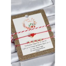 Mç Plus Erb Marteniçka Bileklik 3\'lü Kırmızı Mineli Kalp Model