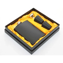 Uslucan Alışveriş Paslanmaz Çelik 2 Shot Bardaklı Matara Seti Siyah Renk