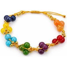 Crystal Atelier Sertifikalı Doğal Taş 7 Çakra Bileklik El Yapımı Makrome Ayarlanabilir Ametist Akik Firuze Sitrin Jade Lapis Lazuli Mercan